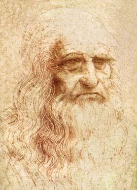 Le célèbre Autoportrait de Léonard De Vinci, réalisé à la sanguine (1512 et 1515).